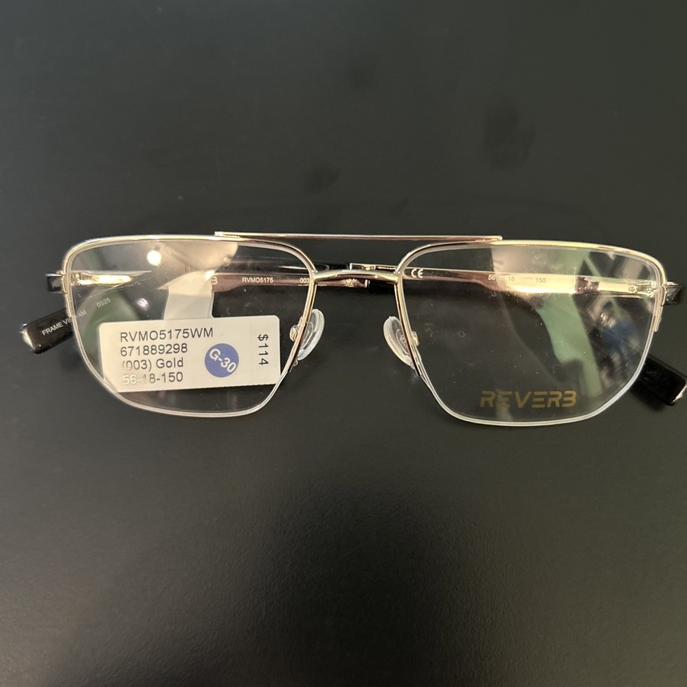 Reverb RVLO5175 003 Gold Eyeglasses Frames Only 56-18-150 NWT Aviators Msrp 114